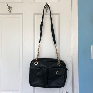 Black faux leather bag
